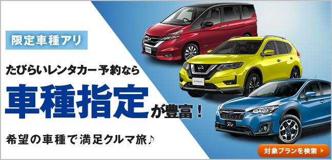 たびらいレンタカー予約なら車種指定が豊富