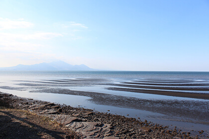 潮が引いた御輿来海岸