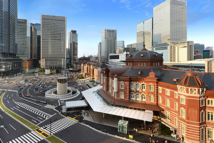 東京駅の空撮